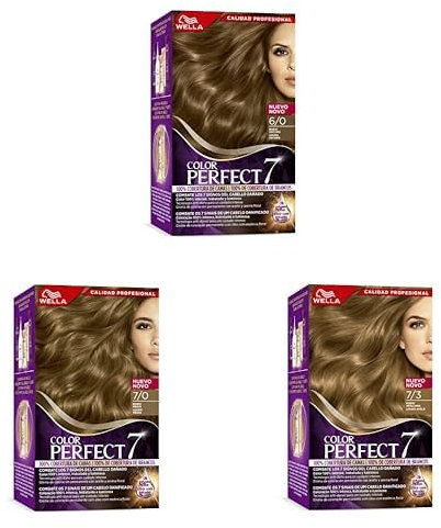 Wella Color Perfect Coloración Permanente para un cabello hidratado y luminoso - Tonos Rubio Oscuro + Rubio Medio + Rubio Avellana
