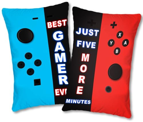 Game Controller Wurfkissenbezug, 2er-Set – Best Gamer Ever – Gamer-Geschenke für Teenager und Jungen, weiche Gaming-Kissenbezüge für Wohnzimmer, Schlafzimmer, Spielzimmer, Dekoration, 30,5 x 50,8 cm