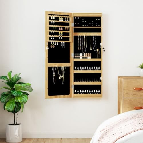 RAUGAJ Armoire à bijoux avec miroir et lumières LED à fixation murale