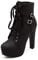 WOOD MEETS COLOR Frauen Herbst Runde Zehe Spitze bis Knöchel Schnalle Chunky High Heel Plattform Ritter Stiefel（Black C-3，40）
