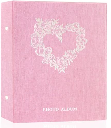 Miaikoe Photo Album 6x4 Slip in, Linen 400 Pockets Photo Albums Holds 400 Vertical 10x15cm Photos for Family Wedding Anniversary (Pink)