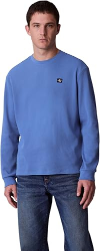 Calvin Klein Herren Langarmshirt Waffle Badge Tee mit Rundhalsausschnitt