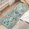 TUKDAK Vogel Teppich Läufer für Flur 60×180cm, Grün Waschbarer Küche Läuferteppich mit Antirutsch Gummirücken, Weicher Kurzflor Schlafzimmer Teppich, Vintage Lang Matte für Eingang Büro Badezimmer
