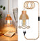 500CM Hanfseil Kabel Hängelampe Kit mit Stecker, E26/E27 Lampenkabel Lampenfassung mit Schalter, Inklusive Blumen Form Lampenschirme, Pendelleuchte mit Stecker für DIY Kreativität, Keine Glühbirne