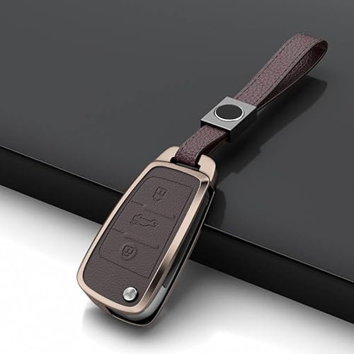 QPDDFG Coque de Clé pour Audi Q3 2013-2021, Coque Clé Porte-clés Coque de clé de Voiture Protecteur de clé de Voiture Télécommande Boîtier de clé,A Brown
