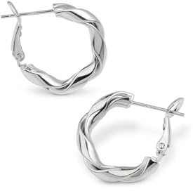 Amberta Trenige Klobige 925 Sterling Silber Twisted Creolen Für Damen | Runde Statement Bold Creolen, Elegantes Geschenk Leichtgewichtig: Rhodiumbeschichtete 20 Mm Hypoallergen