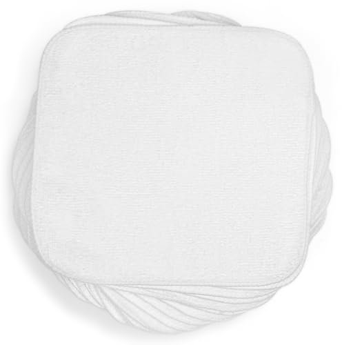 Aomig Lingettes Lavables pour Bébé, 25PCS Lingettes en Éponge Réutilisables, Serviettes en Coton pour Bébé, Debarbouillette Bebe Coton Terry Lingettes 20x20 cm Face Cloth pour Mains Visage de Bébé
