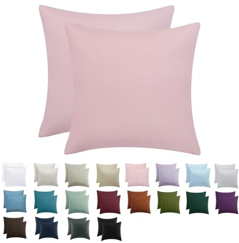 Tifschlaf Kissenbezug 80x80 2er Set - Kopfkissenbezug 80 x 80 Rosa mit Reißverschluss aus Mikrofaser Weich, 80x80cm Pillow Case