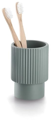 Zeller 18947 Zahnputzbecher Stripes, Polyresin, Salbei