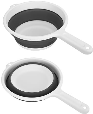 4UBonLife Louche à Eau Pliable en Silicone avec Poignée, Cuillère à Eau de Grande capacité, Cuillère de Bain peu Encombrante, Cuillère à Louche pour Cuisine Bain, Blanc/gris