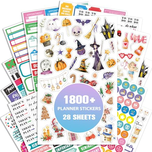Planner Calendar Stickers for Decorating, 28 Sheets, 1800+ Sticker