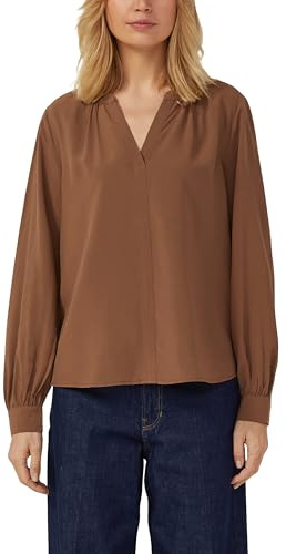 s.Oliver Damen Bluse – Regular Fit, Raffung, verlängertes Rückenteil