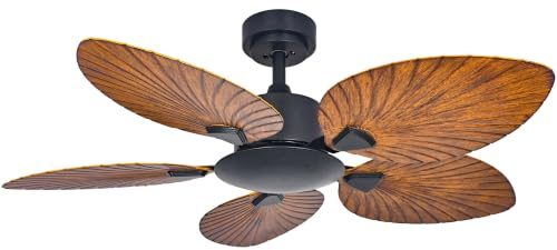 IBalody Tropical Ceiling Fan No Light 42in Quiet Ceiling Fans With Remote Control 6 Speeds Ceiling Fans without Lights 5 Palm Leaf Blades For Patio Bedroom Living Room
