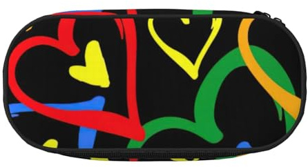 OAZCVBNN Gay Pride Federmäppchen mit Regenbogen-Druck, leicht, praktisch, für Schule, Studenten, Stifteetui, Make-up, Reisen, Jungen, Mädchen, Schwarz , Einheitsgröße, Taschen-Organizer