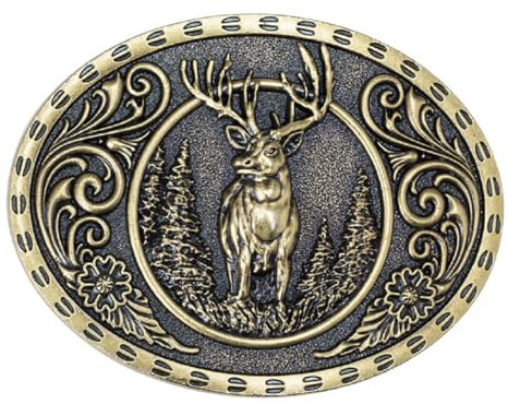 Fachoice Gürtelschnalle Hirsch Tierwelt Wald für Herren Ovale Gürtelschnalle Hirsch Wald Cowboy Keltischem Elch Schmuck fur Manner