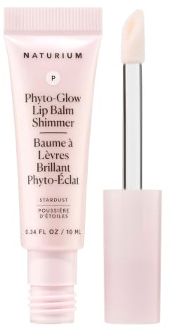 Naturium Phyto-Glow Lip Balm Shimmer, Nourish & Hydrate Lips with Shea, Cupuaçu Butter, Plant Squalane and Geodiamond Pearls, 10 ml / 0.34 fl oz, Shade: Stardust