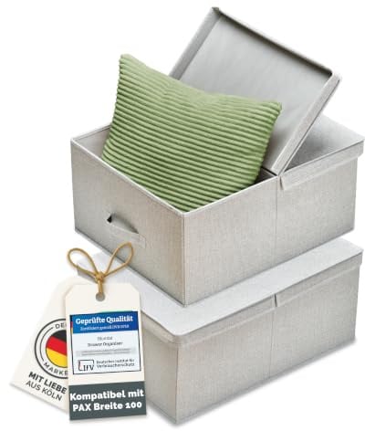 Blumtal Organizer Ordnungssystem 2er Set groß mit Deckel Kompatibel mit IKEA PAX Breite Kommode - Schubladen Organizer Kleidung für PAX breite Kommode - 2x Aufbewahrungsbox - Sockenaufbewahrung Grau