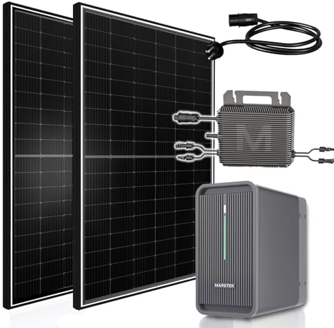 Balkonkraftwerk 900W mit Speicher 2025 Updated Marstek B2500-D 2240W, 800W Marstek Micro-Wechselrichter, 2X 450W Bifaziale Solarmodule, Photovoltaik PV Anlage für Haus Dach Balkon