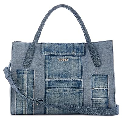 GUESS Handtasche Umhängetasche Jodi Tote Denim Multi blau