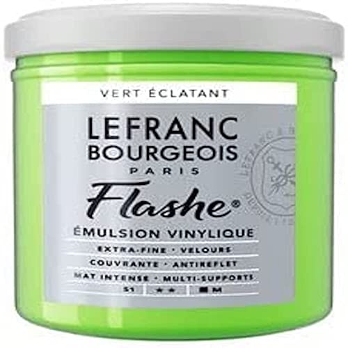 Lefranc Bourgeois Flashe, Extra-Fine Acrylic Vinyl Emulsion, Artists Quality, Bright Green, 125ml Pot