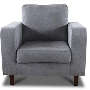 Sessel Kera - Couch, Couchsessel, Loungesessel, Stühl, Holzfüße, Velours Stoff, Couchgarnitur (Grau (Cosmic 160))