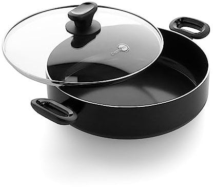 GreenPan Torino Sauteuse avec Couvercle de 28 cm/4,2 Litre Antiadhésive en Céramique Sain, Sans PFAS, Compatible avec l'Induction, Résistante au Lave-vaisselle, Va au four jusqu'à 160°C, Noir