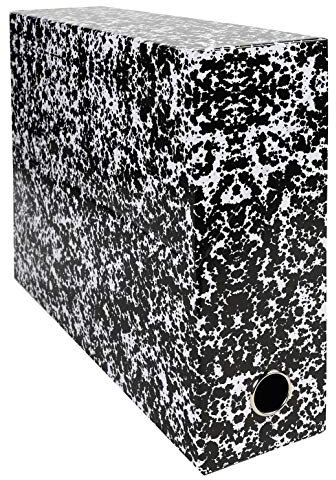 Exacompta - Réf. 89726E - Lot de 5 boîtes transfert Annonay en papier imprimé vernis - Dos 90 mm - Avec un un œillet en métal - Pour format A4 - Dim 25,5 x 34 x 9 cm - Couleur blanc - Livrée montée