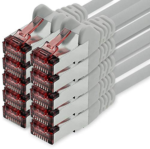 freiwerk Network cable Cat.6 5m gray - 10 x Ethernet cable Lankabel Cat6 Lan network cable Sftp Pimf patch cable 1000 Mbit s