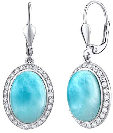 SILVEGO Damen Ohrringe aus 925 Sterling Silber mit natürlichem Larimar