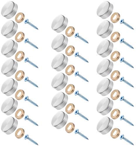 metagio 20 Stück Spiegelschrauben Panelschrauben 16 mm Edelstahl Zierschrauben Dekorative Nägel mit Kappen Zierschrauben Silber Spiegelschrauben Chrom für Spiegel Holz Dekoration