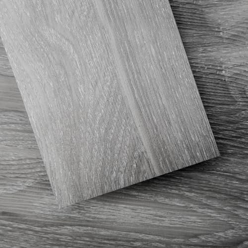 Art3d Peel and Stick Floor Tile Vinyl Wood Plank 54 Sq.Ft, Light Grey, Rigid Surface Hard Core Easy DIY Self-Adhesive Flooring