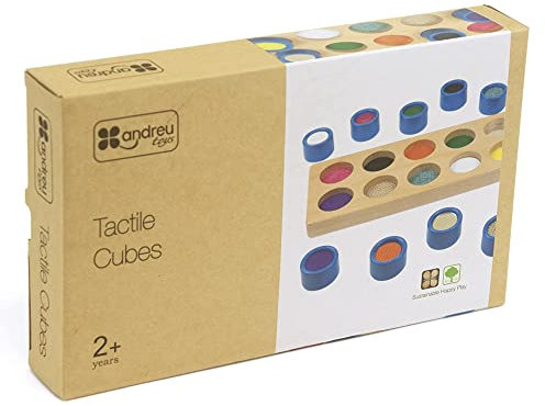 Andreu Toys 16116 Tactile Cubes Holzpuzzles, bunt