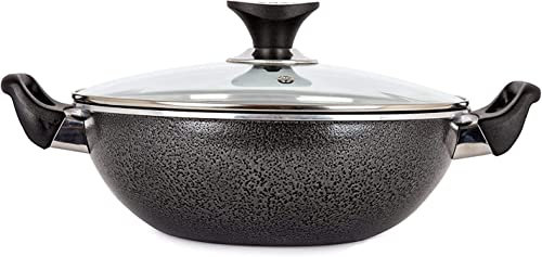 Amal's Home and Kitchen - 30cm Induction Wok with Lid Non Stick, Woks & stir-Fry Pans with lid Non Stick Wok with Lid