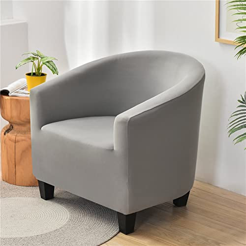 FANSU Housse de Fauteuil Cabriolet Chesterfield Extensible, Élégant Mode Couleur Unie Couverture de Fauteuil Antidérapant, Tub Chair Housse de Canapé sans Housse de Coussin (Gris Clair)
