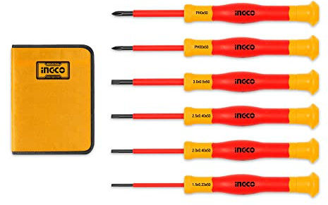 INGCO 6Pcs Insulated Precision Screwdriver Set Electrician Screwdriver 1,000V HKIPSD0601