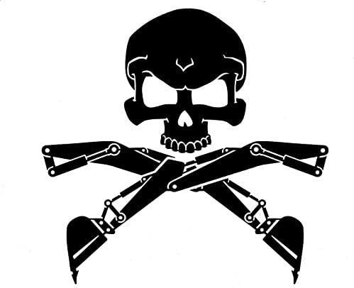 myrockshirt Totenkopf Bagger Baggern Tiefbau 15 cm Baggerfahrer Aufkleber Farbwahl ohne Hintergrund Wand Scheibe Lack Profi Qualität