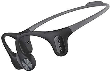 mojawa Run Air Knochenleitungs-Kopfhörer, kabelloser Bluetooth-Kopfhörer, mit tiefem Bass und sicherem Sitz, IP67 wasserdicht, für Lauftraining, Schwarz
