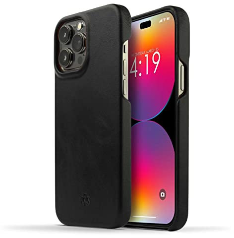 NOVADA Genuine Leather Case for iPhone 14 Pro Max - Compatible with MagSafe - Black