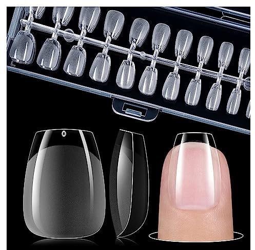 Gelike ec Capsule Americaine Ongle Gel, PMMA Faux Ongles Extra Court XS Ballerine 240 Pièces 12 Tailles, Soft Capsule Pose Americaine Ongle Transparente en Résine