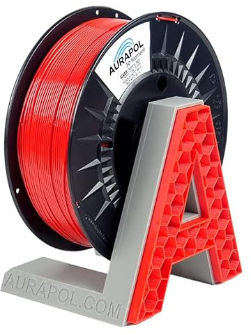 AURAPOL Filament 1.75 PETG mit +/- 0,02 mm Genauigkeit (1kg, RAL3020, Rot/red) - 3D Drucker Filament aus PETG - Druckmaterialien kompatibel mit FDM(FFF) Druckern