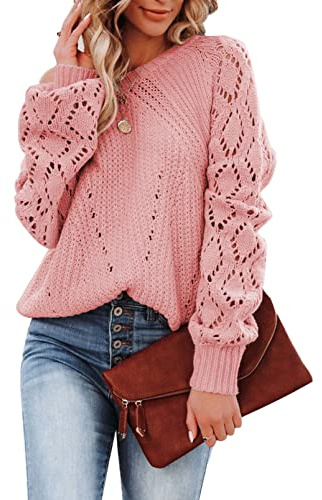Dokotoo Maglione Donna Invernale Maglia Girocollo a Maniche Lunghe Maglioncino Elegante Pullover S-XXL
