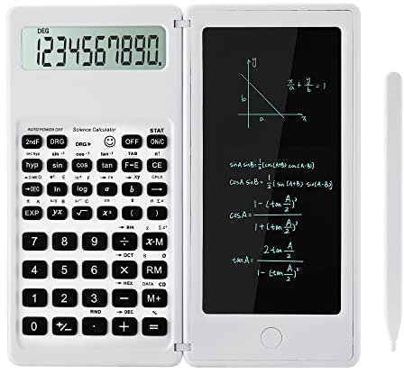 Scientific Calculators, LveSunny Calculator for School, 10-Digit Large Screen Scientific Calculator with Notepad, Math Calculator for Middle High School Supplies & College (White)