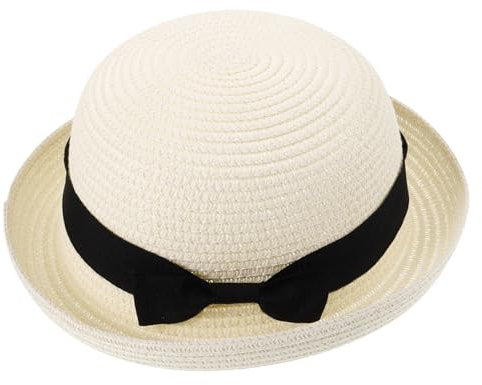PACKOVE Melone Hut Sonnenhut Damen Sommer Strohhut Damen Sommer Strandmütze Reise Packbarer Hut Strandhut Aus Stroh Fedora Hut Strohhut Damen Sommer Sonnenschutzkappe Herren Weiß Umdrehen