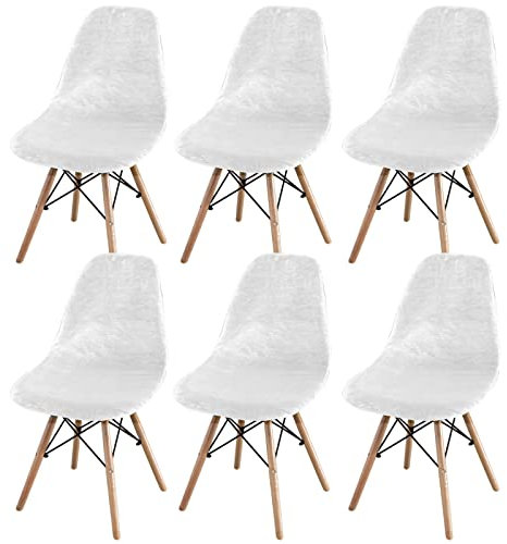 jianyana Stuhlhussen 6er Set, Universal Velvet Stretch Stuhlbezug EsszimmerstüHlhussen Abnehmbarer Waschbarer Stuhlabdeckung（Weiß）