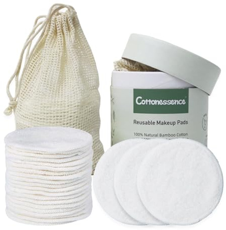 Reusable Makeup Remover Pads - 25 Pack Cotton Rounds with Washable Laundry Bag and Round Box for Storage, Bamboo Cotton for All Skin Types