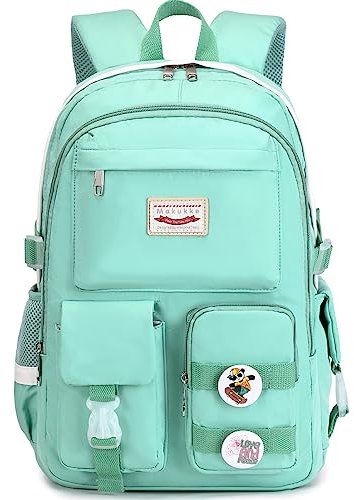 Makukke Mochilas escolares para adolescentes y niñas, mochilas para laptop de 15.6 pulgadas, bonita mochila antirrobo para mujer, mochila casual, Verde, L, Mochila escolar