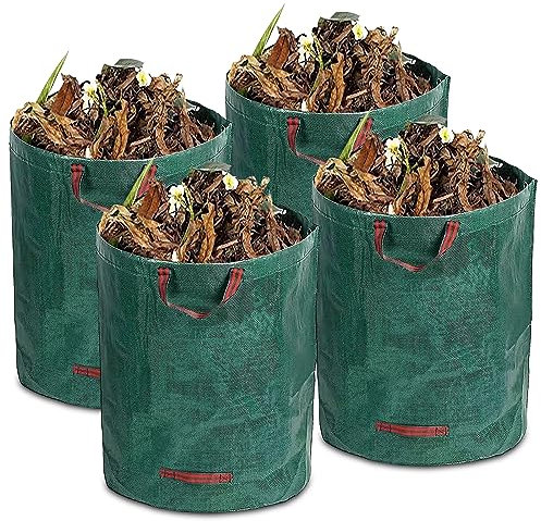 Vegena Sac De Déchets De Jardin: Ensemble De 4 Sacs Robustes, Tissu PP Résistant, Autoportant & Pliable Pour Déchets De Jardin, Taille De Haies & Feuilles (272L, Vert)
