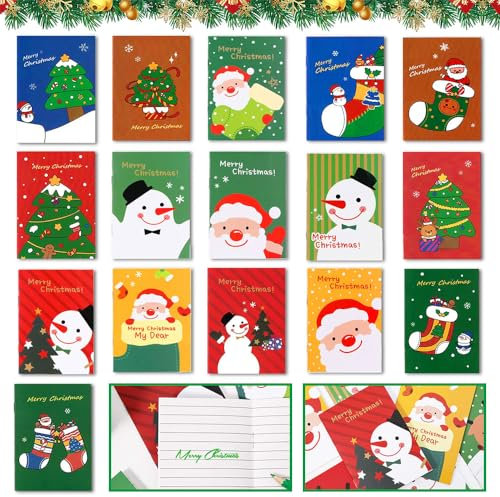 MEISHANG 40 Stück Mini Notizblock Weihnachten,Notizbuch Weihnachten Klein,Kleine Notizblöcke Weihnachten für Kinder,Tragbare Notizheft mit Weihnachtsmotive,Weihnachts-Kleines Notizbuch