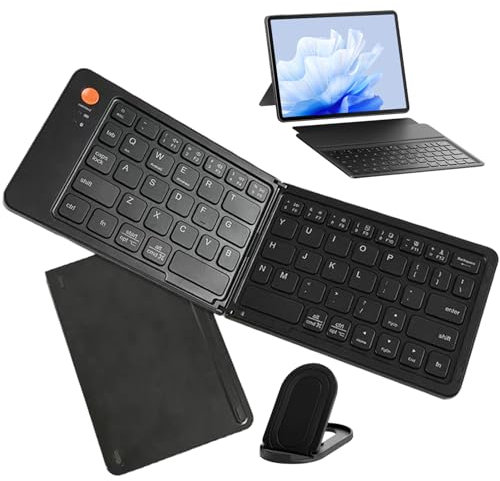 Sirseon Teclado inalámbrico Plegable - Teclado de Viaje Plegable - Teclado Plegable ultradelgado portátil, Teclado Plegable para Viajes de Negocios, fácil de Cambiar hasta 3 Dispositivos
