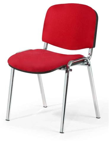 Topsit Chrom Besucherstuhl ISO, Bequemer Konferenzstuhl, stapelbar, mit gepolsterter Sitzfläche und Rückenlehne. Einzelner Artikel (Rot)